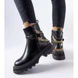 Gemre Black ankle boots with decorative chains Bonenfant Cene