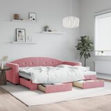 Dnevni krevet na razvlačenje ružičasti 90 x 200 cm baršunasti | shoptok.hr