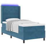 Box spring krevet s LED trakama Plava 80 x 200 cm Baršun - Tamno plava 80 x 200 cm Prošiveno gumbima | shoptok.hr