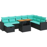  Vrtna garnitura - 9-dijelni set vrtnih sofa s jastucima crni od poliratana bagrem - Crna sa spremištem 1 | shoptok.hr