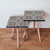 Hanah home 2Shp24 - navy blue navy blueyellowbluewhite nesting table (2 pieces) | ePonuda.com