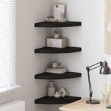  Plutajuće kutne police 4 kom crne 35 x 35 x 3,8 cm MDF | shoptok.hr