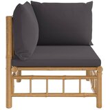  Kutna vrtna sofa od bambusa s tamnosivim jastucima | shoptok.hr