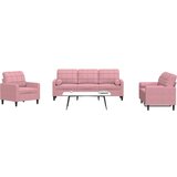 vidaXL 3-dijelni set sofa s jastucima ružičasti baršunasti Cijene