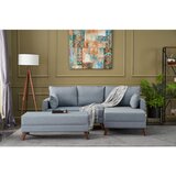 Atelier Del Sofa Svetlo modra raztegljiva kotna sedežna garnitura (desni kot) Bella – Cene