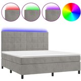  Box spring s madracem LED svjetlosivi 180x200 cm baršun | shoptok.hr