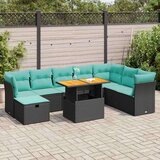  Vrtna sedežna garnitura z blazinami 9-delna siv ratan/akacija, (22048141) | Shoptok.si