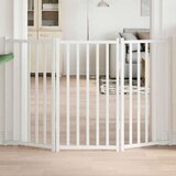 vidaXL Vrata za pse zložljiva 3 paneli bela 150 cm trden les jelke | Shoptok.si