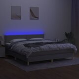 Krevet box spring s madracem LED svjetlosivi 180x200 cm tkanina | Eponuda.com