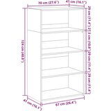  Visoka komoda boje hrasta 70 x 41 x 124 cm konstruirano drvo | shoptok.hr