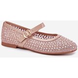 Boto Embellished Women's Ballerinas With Strap And Buckle Beige Avirae | shoptok.hr