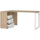 MID.YOU KOTNA PISALNA MIZA leseni material bela, barve hrasta | Shoptok.si