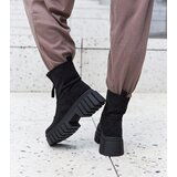 Gemre Azzurra black women's insulated ankle boots with a zipper and thick sole made of eco-suede | Shoptok.si