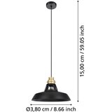 Eglo 390229 - visilica na sajli espinardo 1xE27/40W/230V crna/zlatna | Eponuda.com