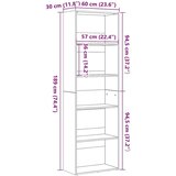 vidaXL Knjižna omara črna hrast 60x30x189 cm inženirski les | Shoptok.si
