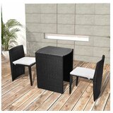  3-Dijelni bistro set od poliratana s jastucima crni | shoptok.hr