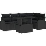 vidaXL 6 dijelni set vrtnih sofa s jastučićima Crni poli ratan, dvosjed vrtni sofa s pohranom i jastučićima Crni poli ratan Cijene
