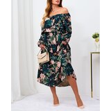 Resti Black and green floral maxi dress for women | Shoptok.si