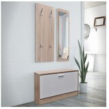  3-u-1 Set za Hodnik i ormarić za cipele boja hrastovine i bijela | shoptok.hr