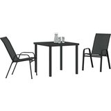 vidaXL 3-dijelni vrtni set za objedovanje crne tekstiline i čelika | shoptok.hr