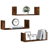 Maison Chic 3 kosi Stenske Police - Viseče police dimljeni hrast 58x18x18 cm inž. les, (21794130) | Shoptok.si