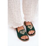 S. BARSKI Women's sandals with gold decoration eco suede S.Barski KV27-059 brown | ePonuda.com