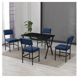 Hanah home Set Trpezarijski sto i 4 stolice Dubai Navy Blue Black | Eponuda.com
