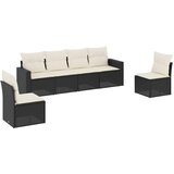  6-dijelni set vrtnih sofa s jastucima crni od poliratana | shoptok.hr