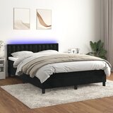 The Living Store Box spring postelja z vzmetnico LED črna 140x200 cm žamet - Box Spring Postelja, (21491794) Cene