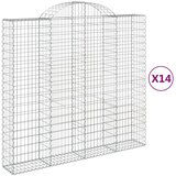 vidaXL Obokane gabion košare 14kosi 200x50x180/200 cm pocinkano železo, (21000595) Cene