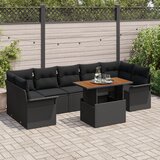 vidaXL 8-dijelni set vrtne sofe s jastucima Crni Poli Ratan Acacia Cijene