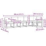  Set vanjskih sofa 6 kom. Bijela i svjetlosiva Smeđa 308 x 130,5 x 73 cm | Shoptok.si