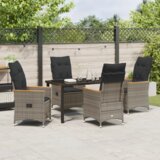 vidaXL 5-Dijelni Vrtni Set s Jastucima u Sivoj Poli Ratan | shoptok.hr