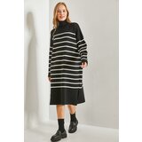 Bianco Lucci Women's V-Neck Striped Knitwear Dress with Side Slits | Eponuda.ba