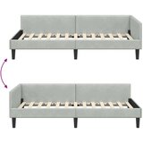 vidaXL Kotni posteljni okvir z vzglavjem Svetlo siva 90 x 190 cm | Shoptok.si