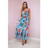 Kesi Dress with a leaf motif of azure color | shoptok.hr