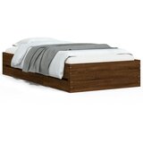 Maison Chic Posteljni okvir - Enojna postelja - Postelja za odrasle s predali rjavi hrast 100x200 cm inž. les, (21696440) Cene