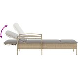  Ležalnik z blazino bež 63x200x81 cm poli ratan | Shoptok.si