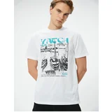 Koton Marine Printed T-Shirt with Slogan Crew Neck Short Sleeve