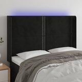 vidaXL LED posteljno vzglavje črno 147x16x118/128 cm žamet | Shoptok.si