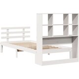 vidaXL Knjižna postelja brez ležišča bela 90x200 cm trdna borovina | Shoptok.si