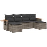  6-dijelni set vrtnih sofa od poliratana s jastucima sivi | shoptok.hr