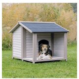  Kućica za pse sa natkrivenom terasom 130x100x105 siva | ePonuda.com