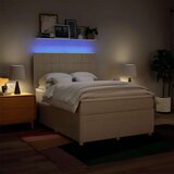  Krevet s oprugama i madracem krem 140 x 190 cm od tkanine | shoptok.hr