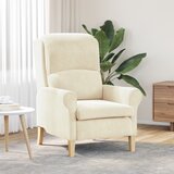 vidaXL Kremasti naslanjač Krem Tkanina in les Srednji Ergonomski stol u