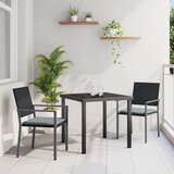vidaXL 3-delni vrtni jedilni set z blazinami Črna Poli ratan | Shoptok.si