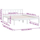  Okvir za krevet od masivne borovine bijeli 120 x 200 cm | shoptok.hr