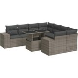 vidaXL Vrtna sedežna garnitura 9-delna z blazinami siv poli ratan, (21782464) | Shoptok.si