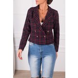 armonika Women's Plum Double Breasted Collar Tweed Crop Jacket Cene