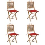 The Living Store Zložljiva vrtna jedilna garnitura 5-delna z blazinami bambus - Zunanja Jedilna Garnitura, (21461522) | Shoptok.si